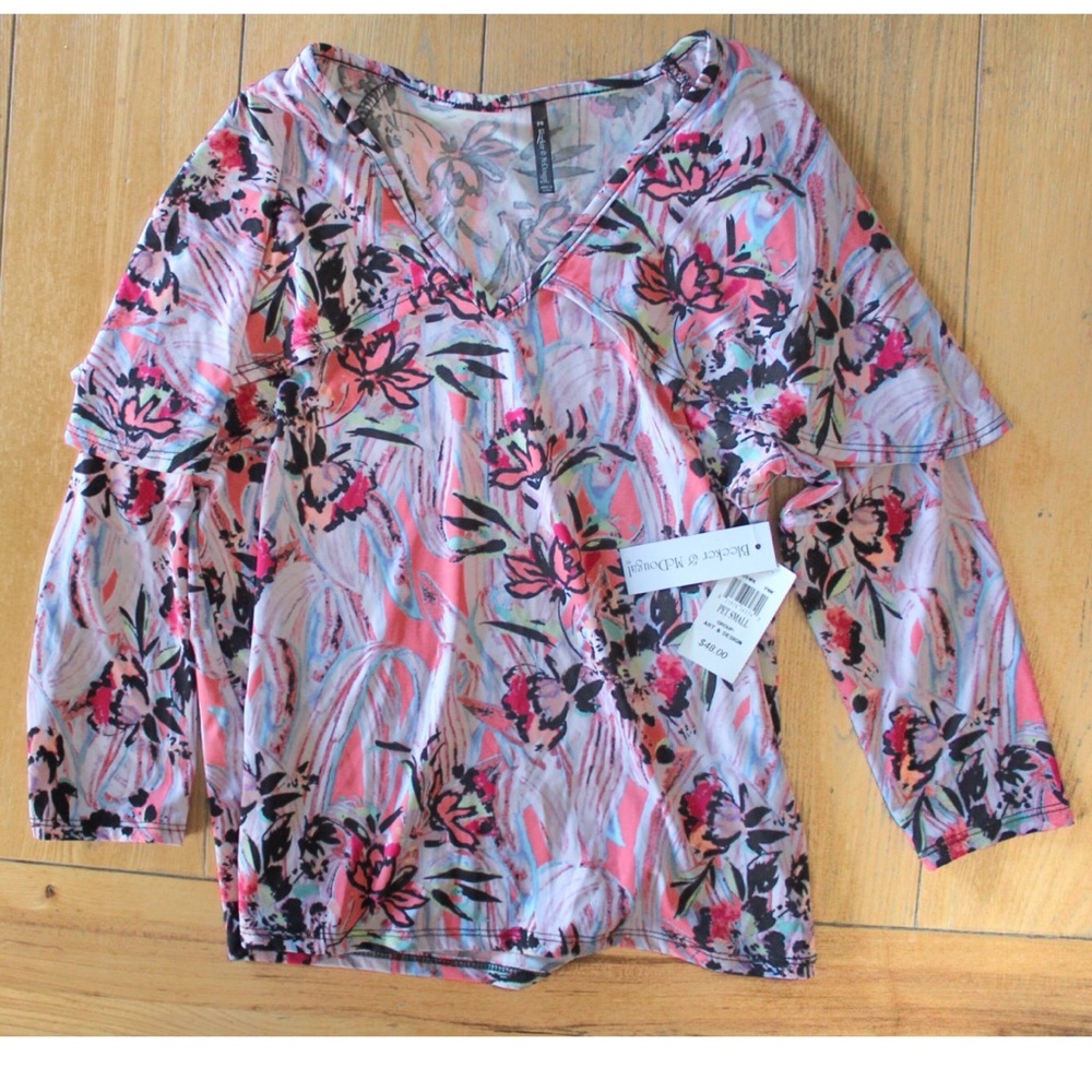 NWT Bleeker & McDougal Women's Size Small Petite Pullover Cape Effect Blouse
